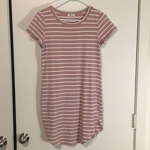 Pink and White Stripe T-Shirt Dress